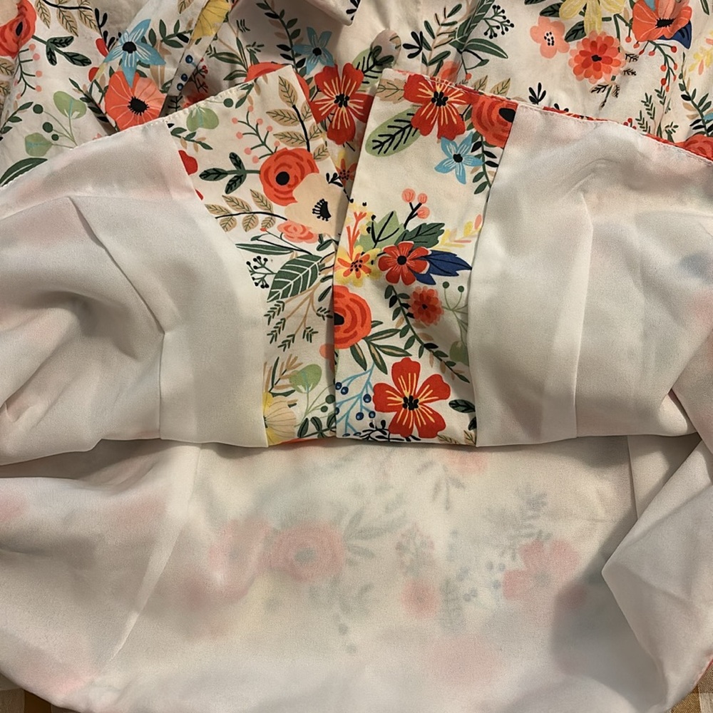 Magnolia park bow tie button down floral top size xl Fits MEDIUM - Picture 5 of 5